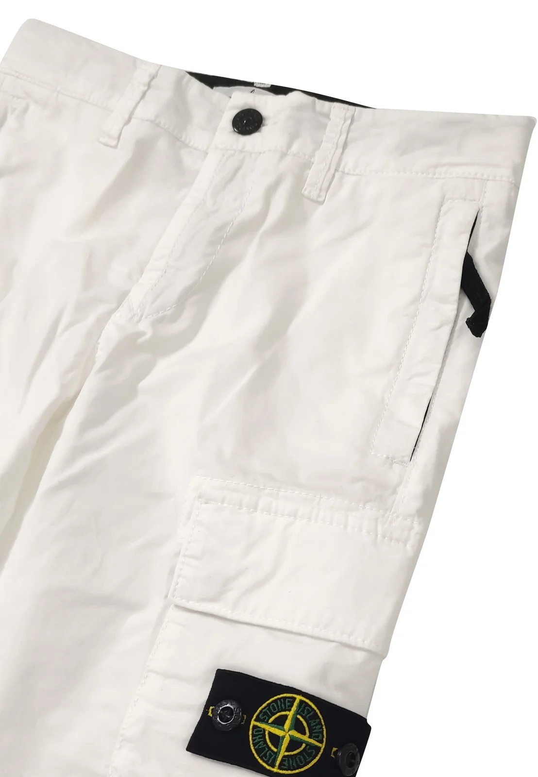 Stone Island Compass-patch Cargo Trousers In White