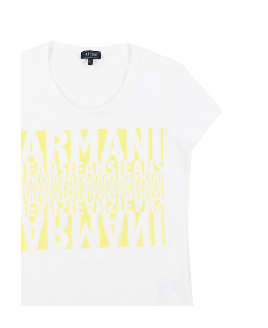 Armani Jeans Printed T-shirt With Round Neck In White