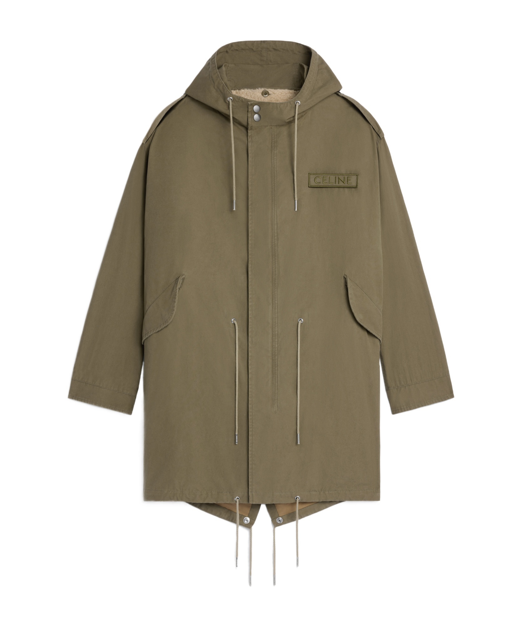 Celine Long-sleeved Parka Coat In Green