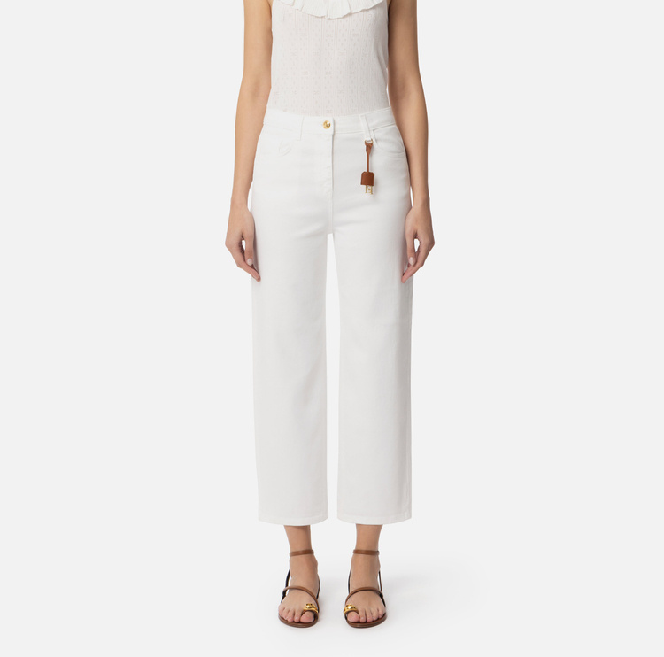 Elisabetta Franchi Garment-dyed Jeans In White