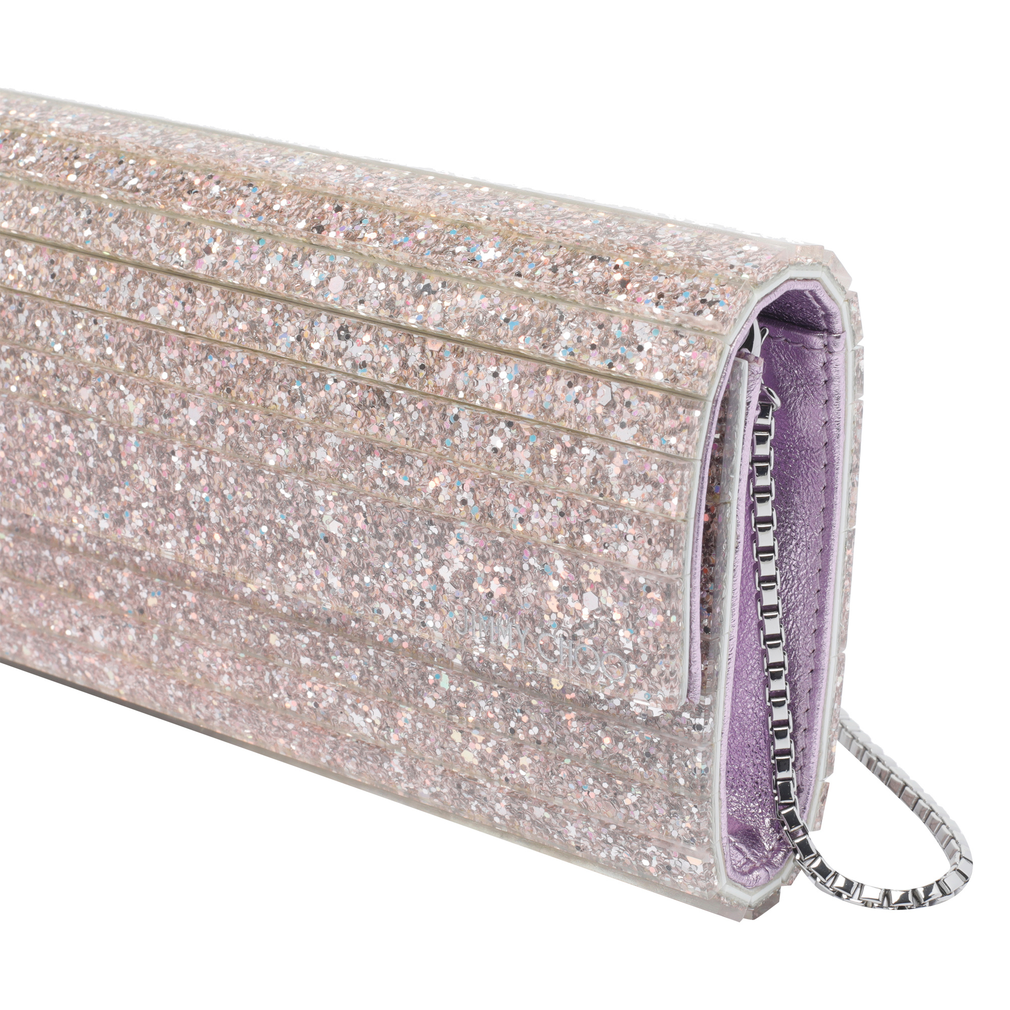Jimmy Choo Glitter Rectangular Shoulder Bag With Removable Chain In Brown