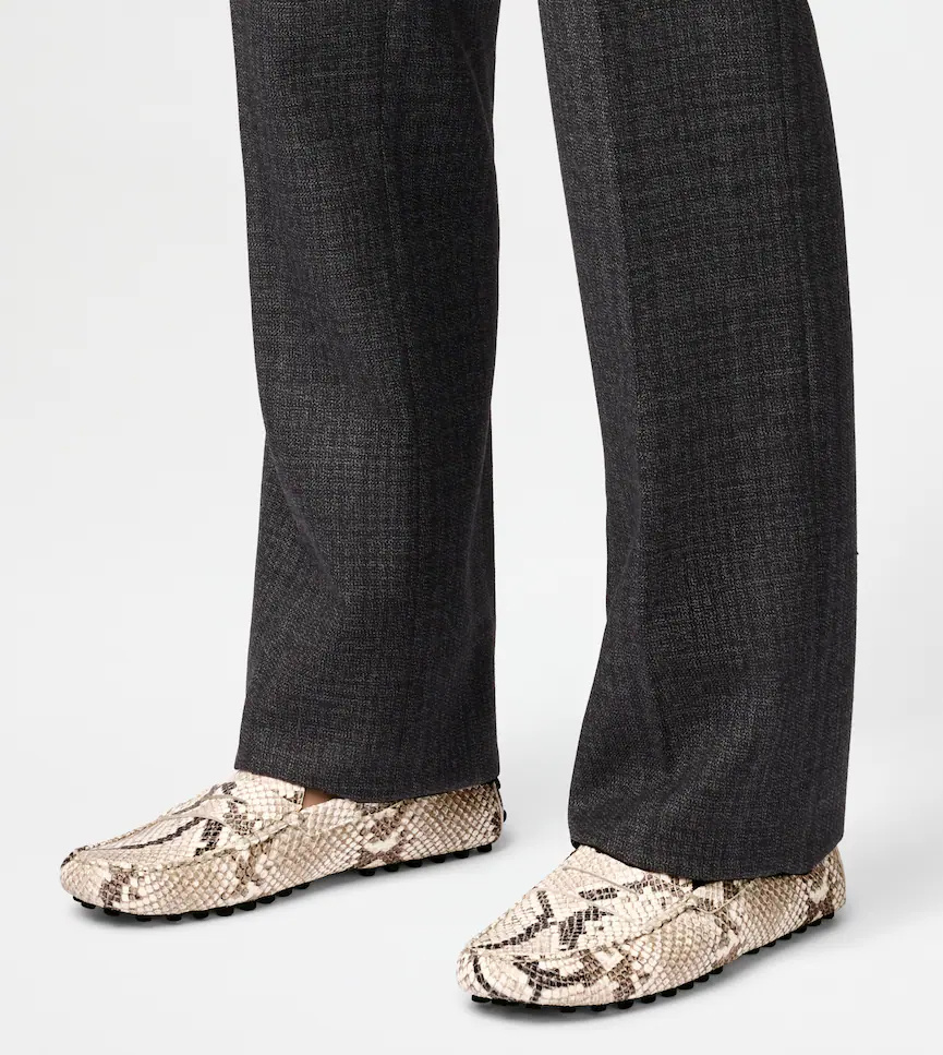 Tod's Snake-effect Leather Driving Loafers In Multi