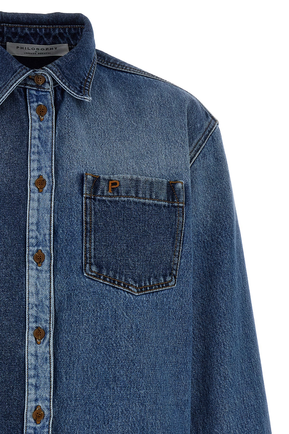 Shop Philosophy Di Lorenzo Serafini Buttoned Denim Shirt In Blue