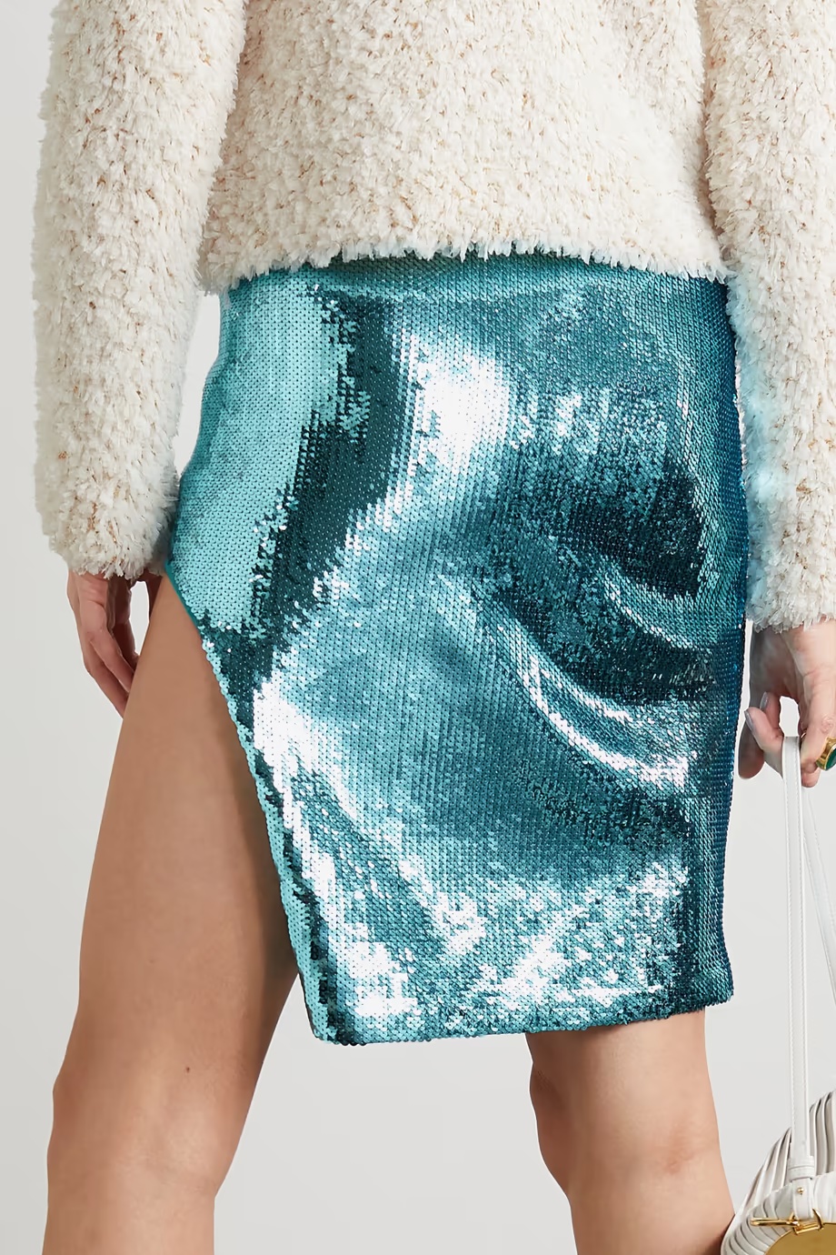 Loewe Asymmetrical Sequined Mini Skirt In Blue