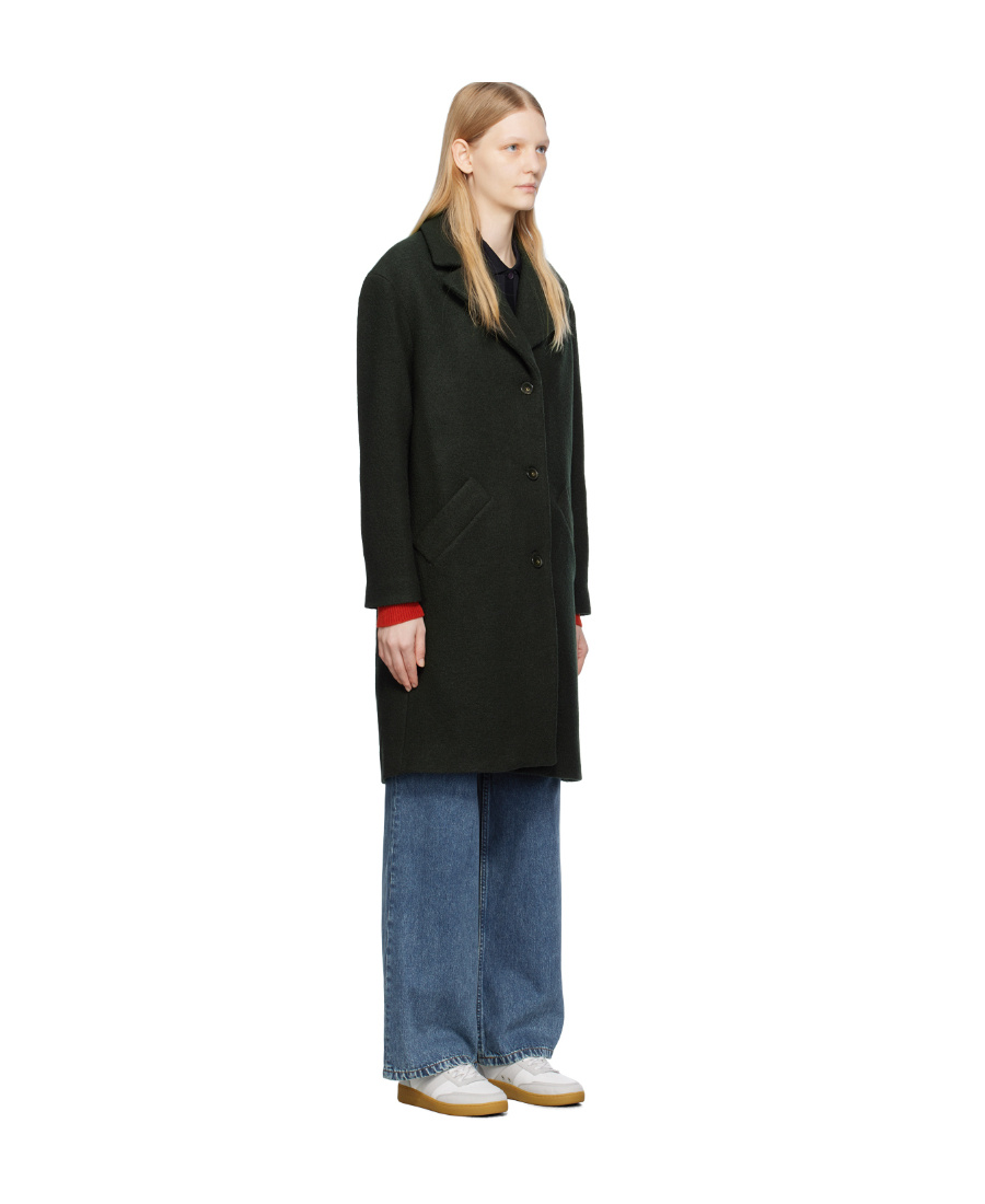 Apc Wool Ninon Flat Collar Coat In Black