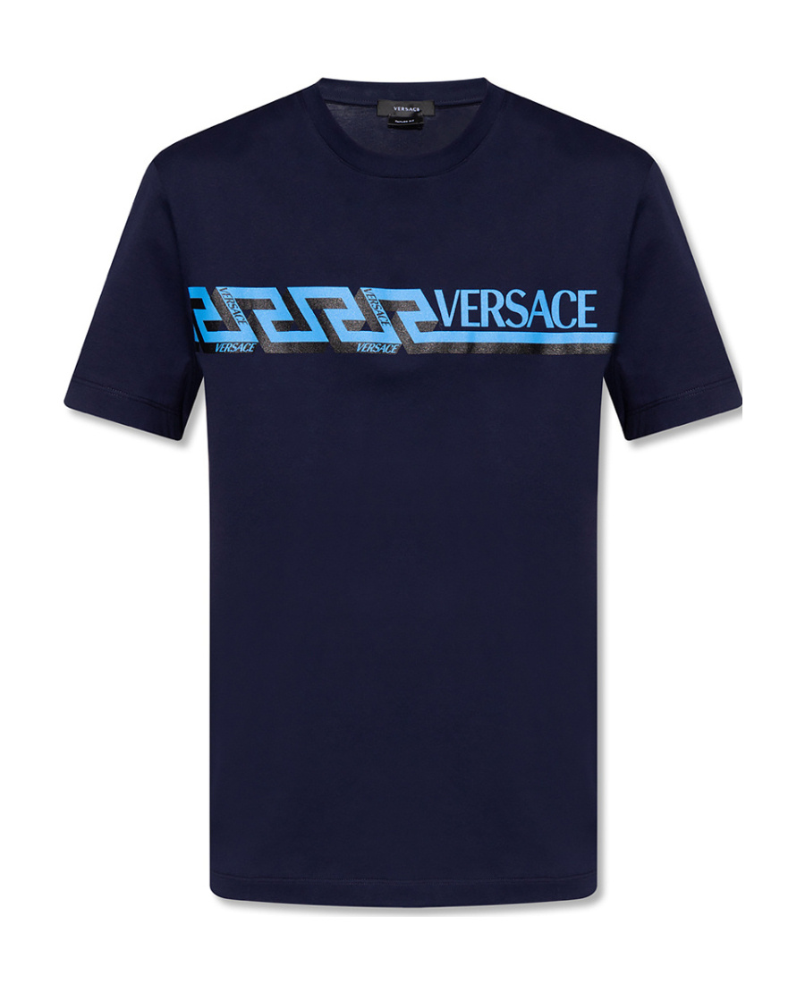 Versace Logo Print T-shirt In Black