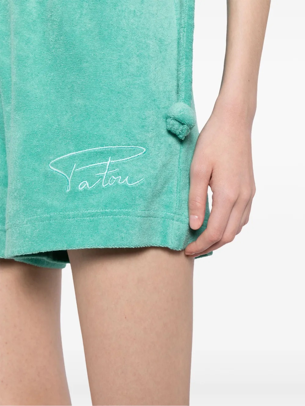 Patou Logo Embroidered Terry Shorts In Green