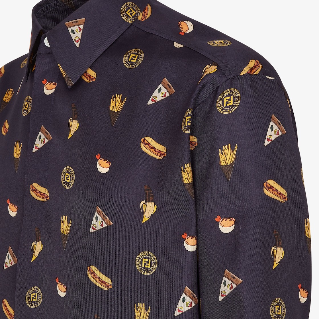 Fendi Long-sleeved Shirt In Black
