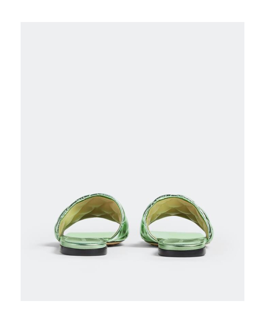 BOTTEGA VENETA QUILTED METAL FLAT-SOLED SLIPPERS 