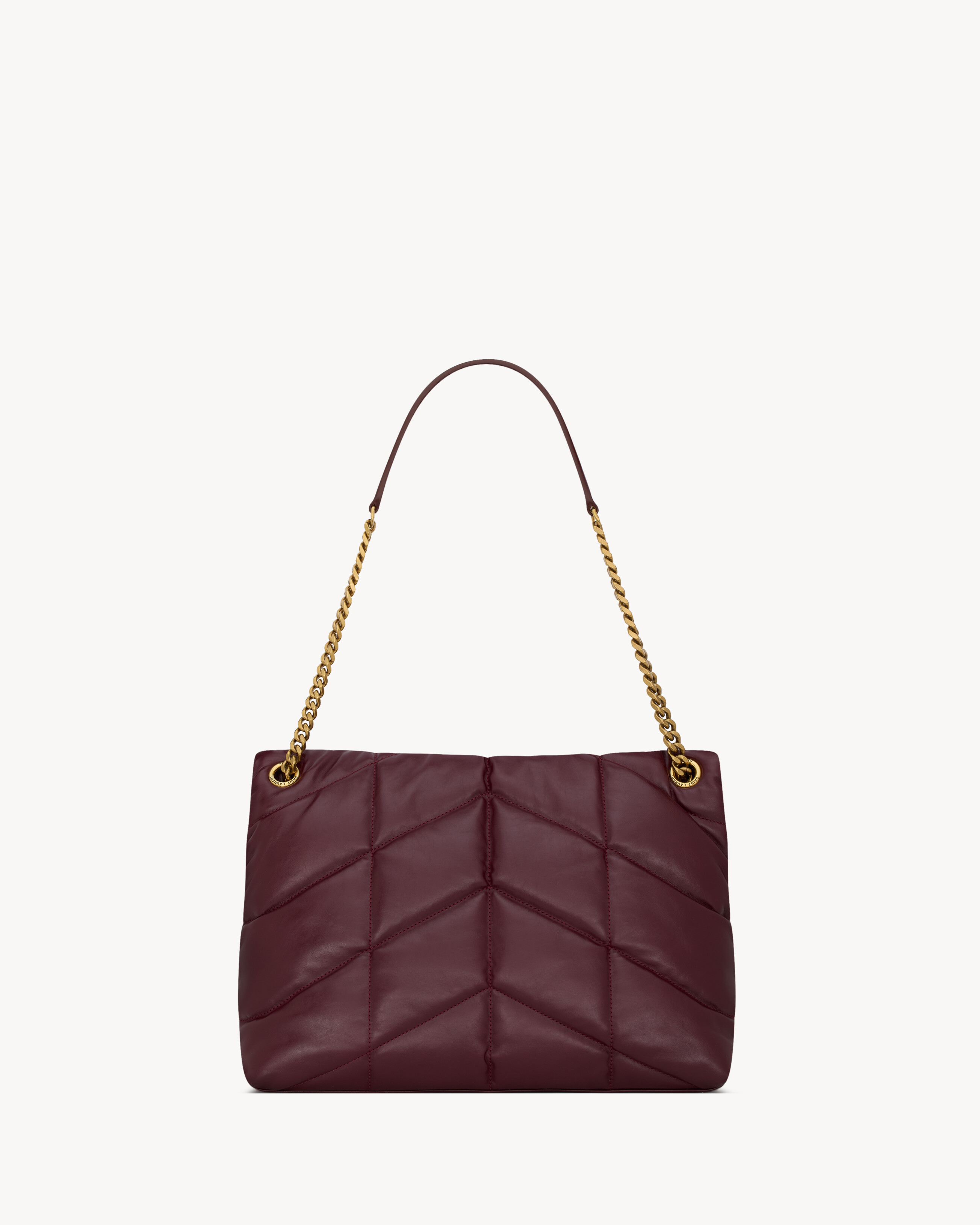 Saint Laurent Puffer Medium In Shiny Leather In Burgundy