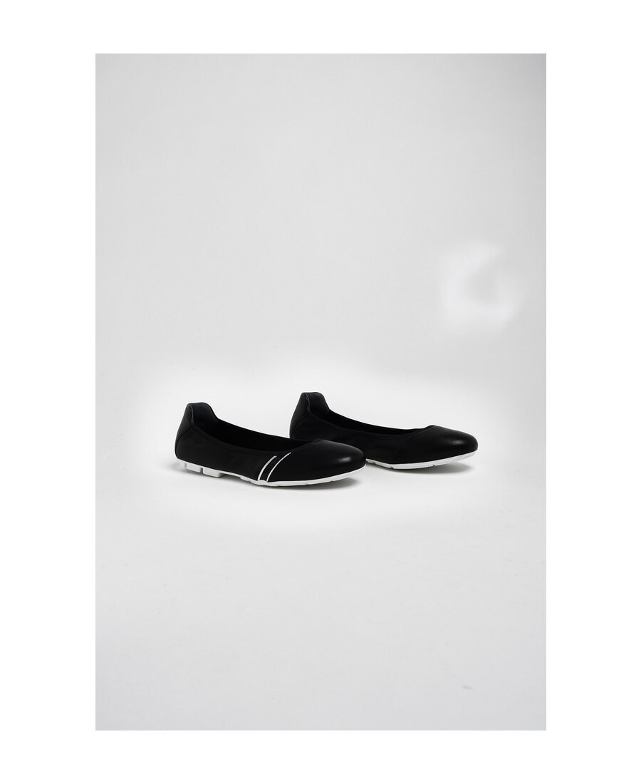 Hogan H511 Black Silver Flat Ballerina Shoes In Black
