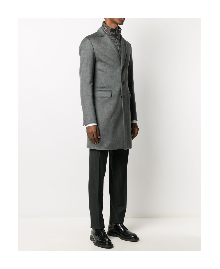 Herno Single-breasted Layered Coat In Black
