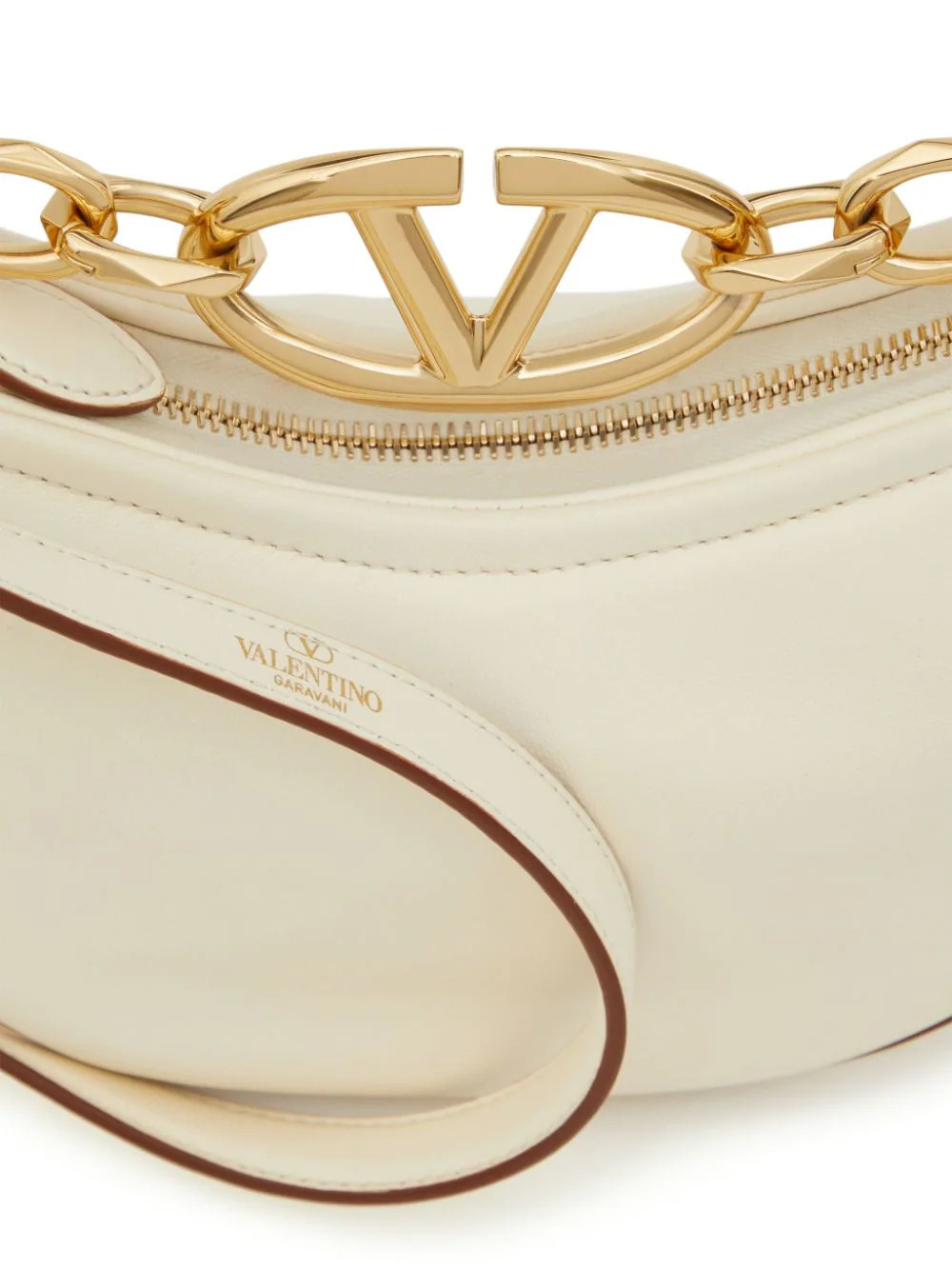 Valentino Garavani Vlogo Moon Zip-up Mini Shoulder Bag In Nude