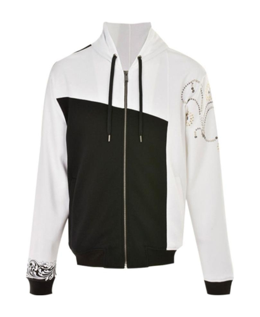 Versace Logo Hooded Casual Jacket In Black