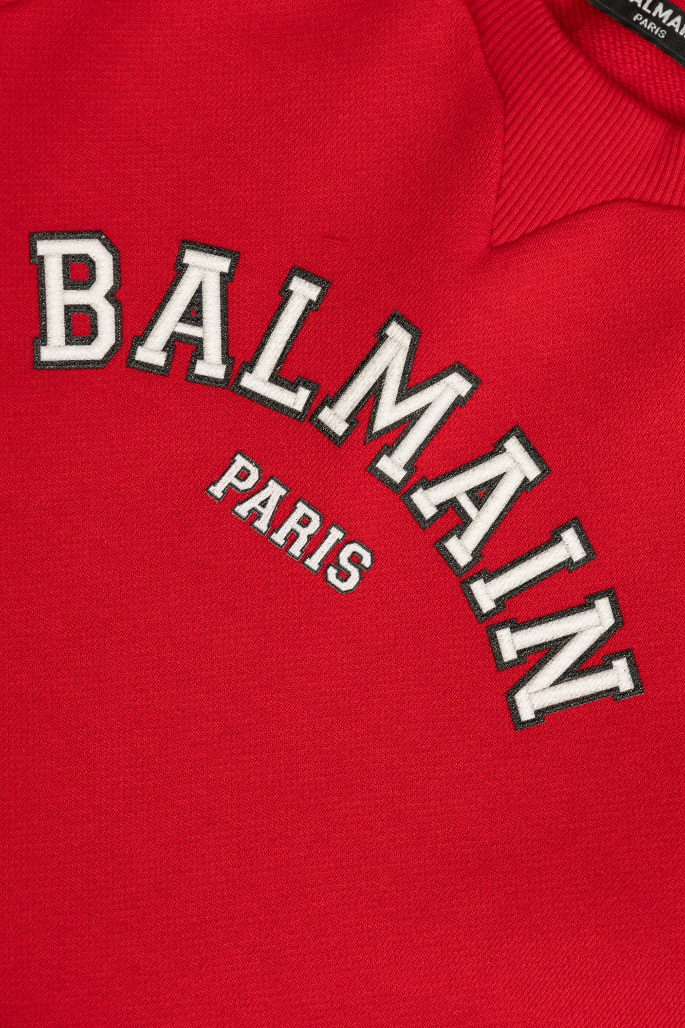 Balmain Round Neck Long Sleeve Dress In Red