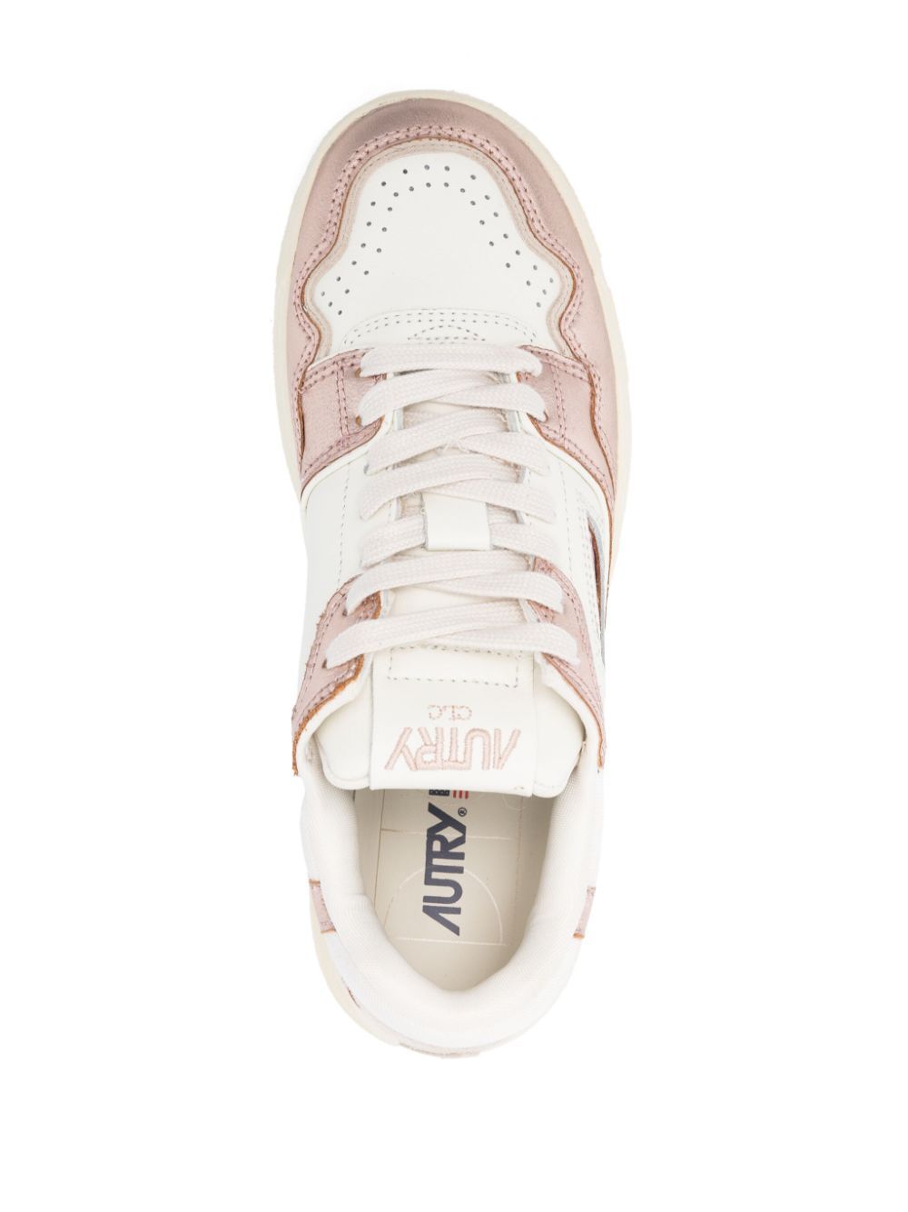 Autry Platinum Leather And Suede Low Top Sneakers In White
