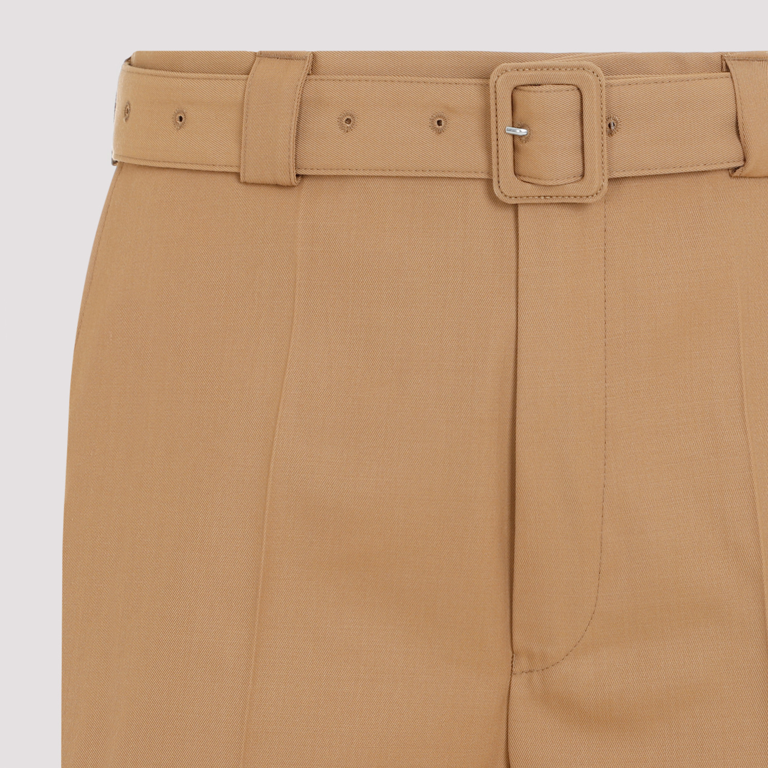 Dries Van Noten Belted Straight-leg Wool-blend Pants In Brown
