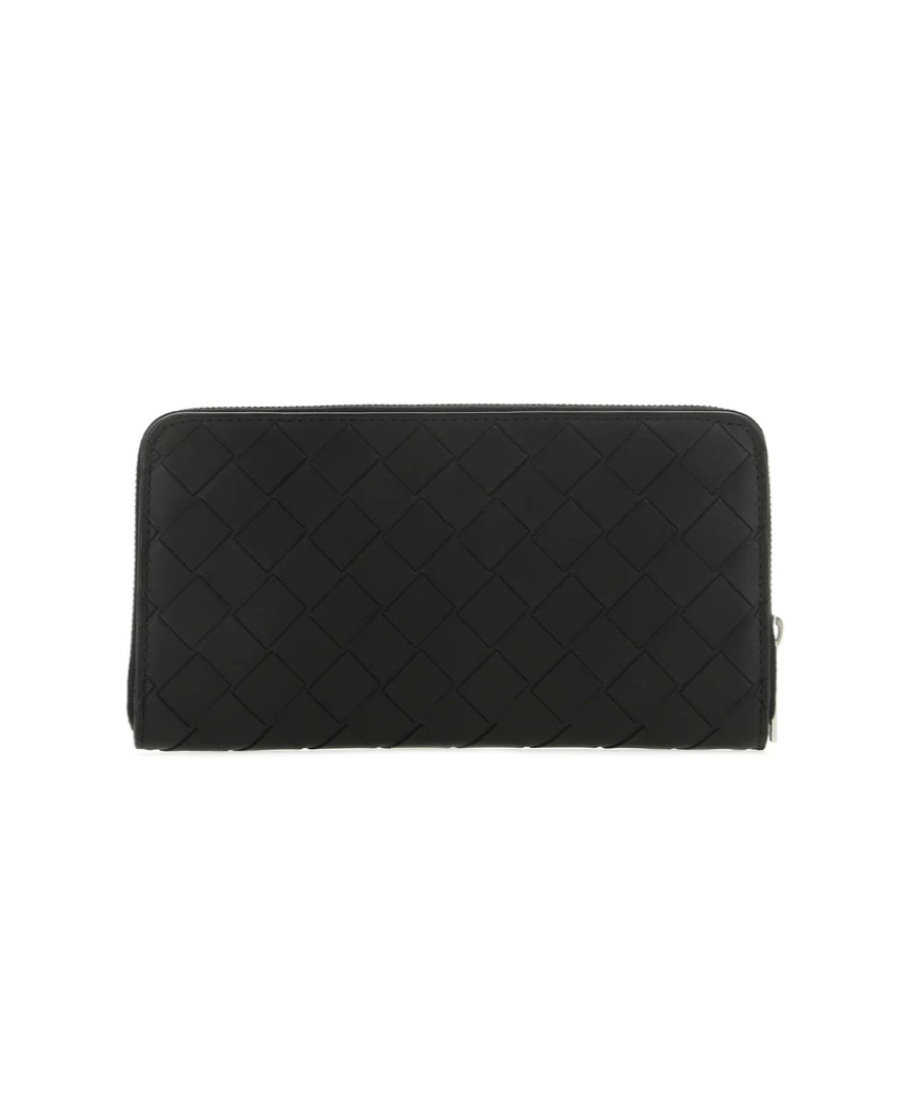 Shop Bottega Veneta Intrecciato Weave Zip-around Wallet In Black