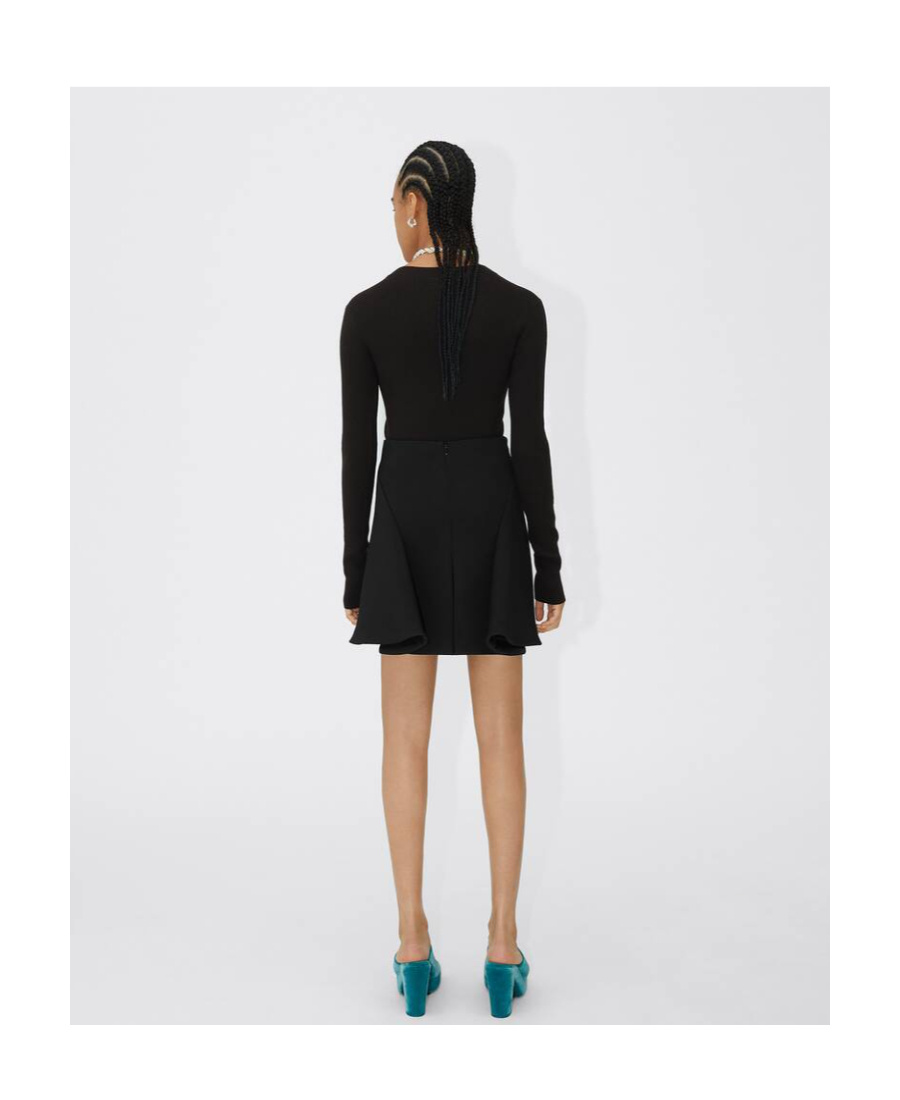 Bottega Veneta A-line Godet-detail Mini Skirt In Black