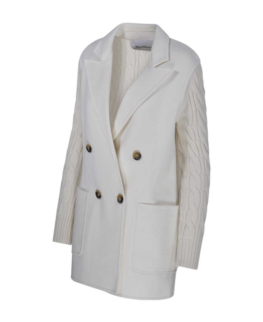 Max Mara Double-breasted Cashmere Jacket In White