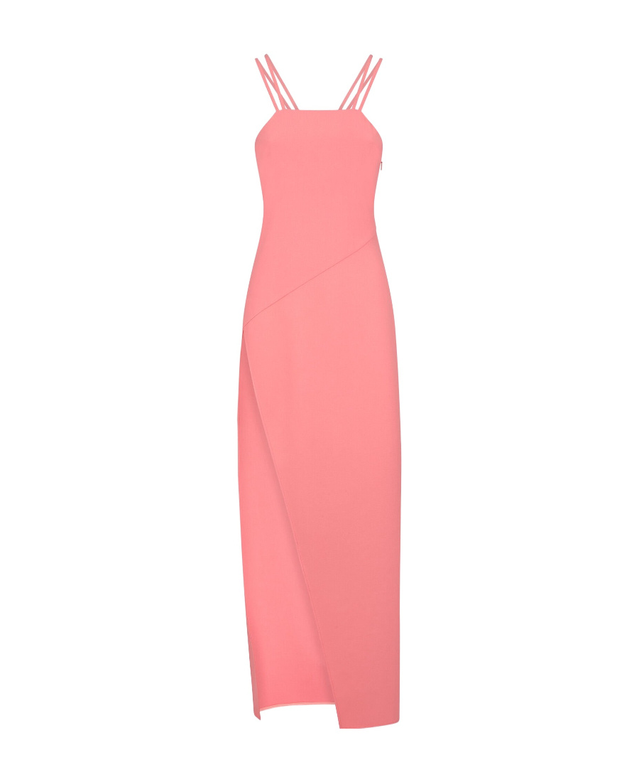 Shop Attico Fujiko Double-strap Asymmetric Midi Dress In Pink