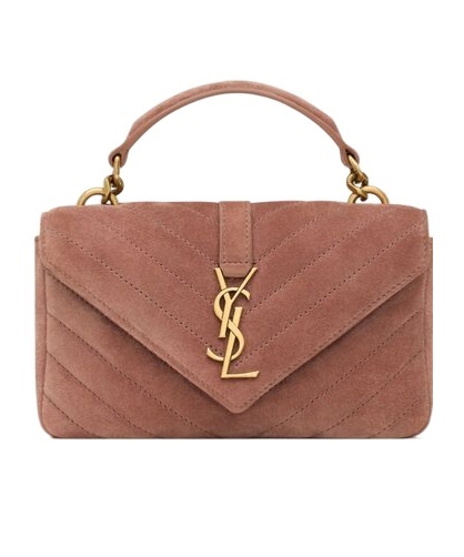 Saint Laurent College Mini Shoulder Bag In Brown