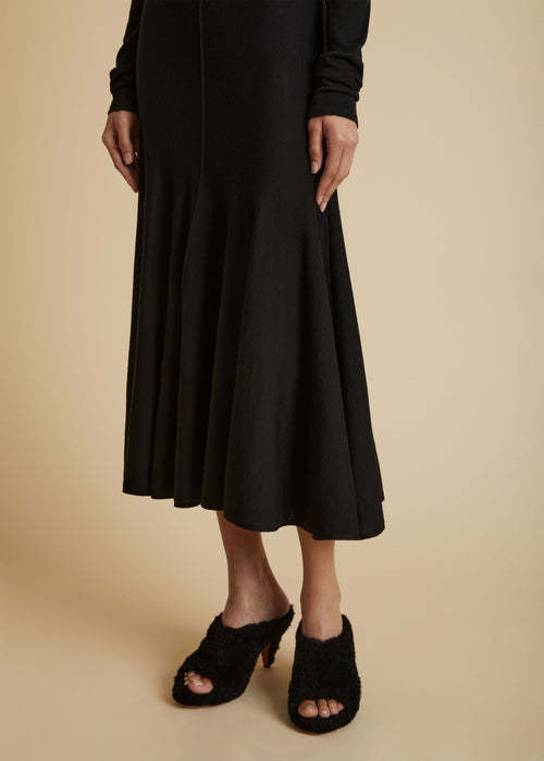 Shop Khaite Scoop-back Virgin-wool Midi Dress In Black