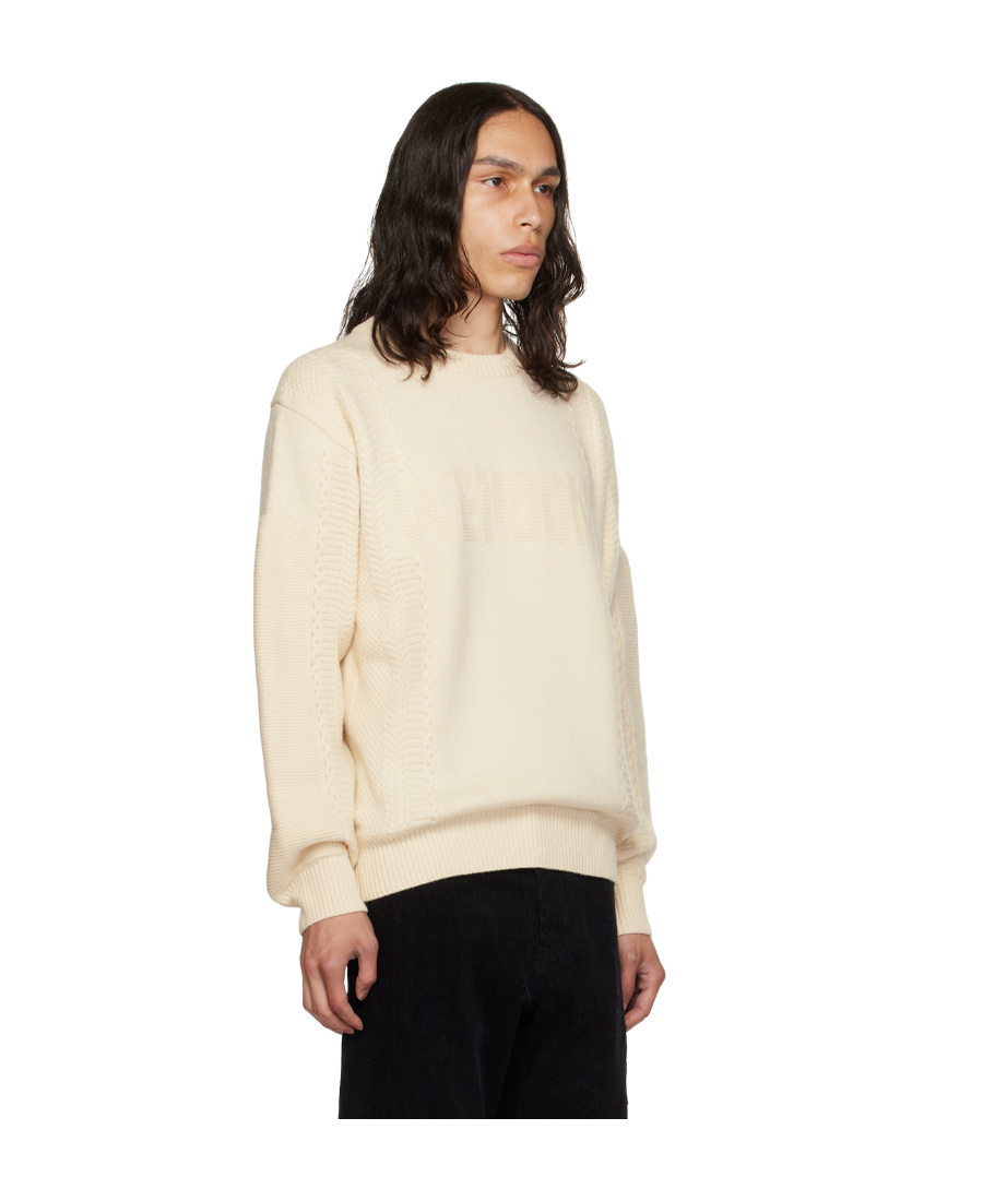 We11 Done Square Patch Round Neck Sweater In Nude