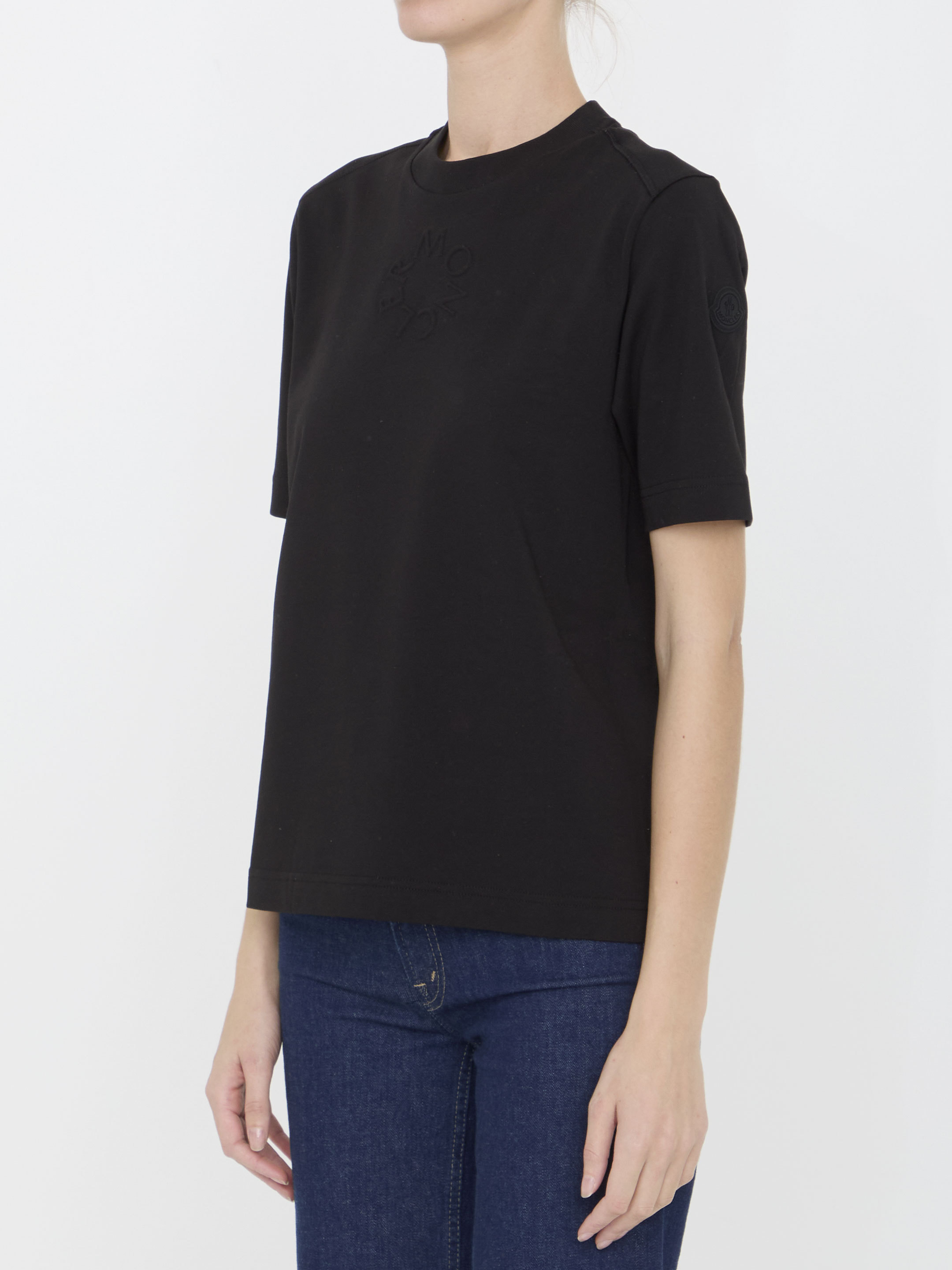 Moncler Cotton Jersey Crewneck T-shirt In Black