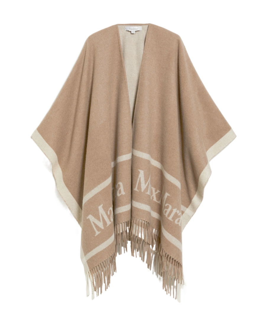 Max Mara 'hildestd' Camel Wool Cape In Nude