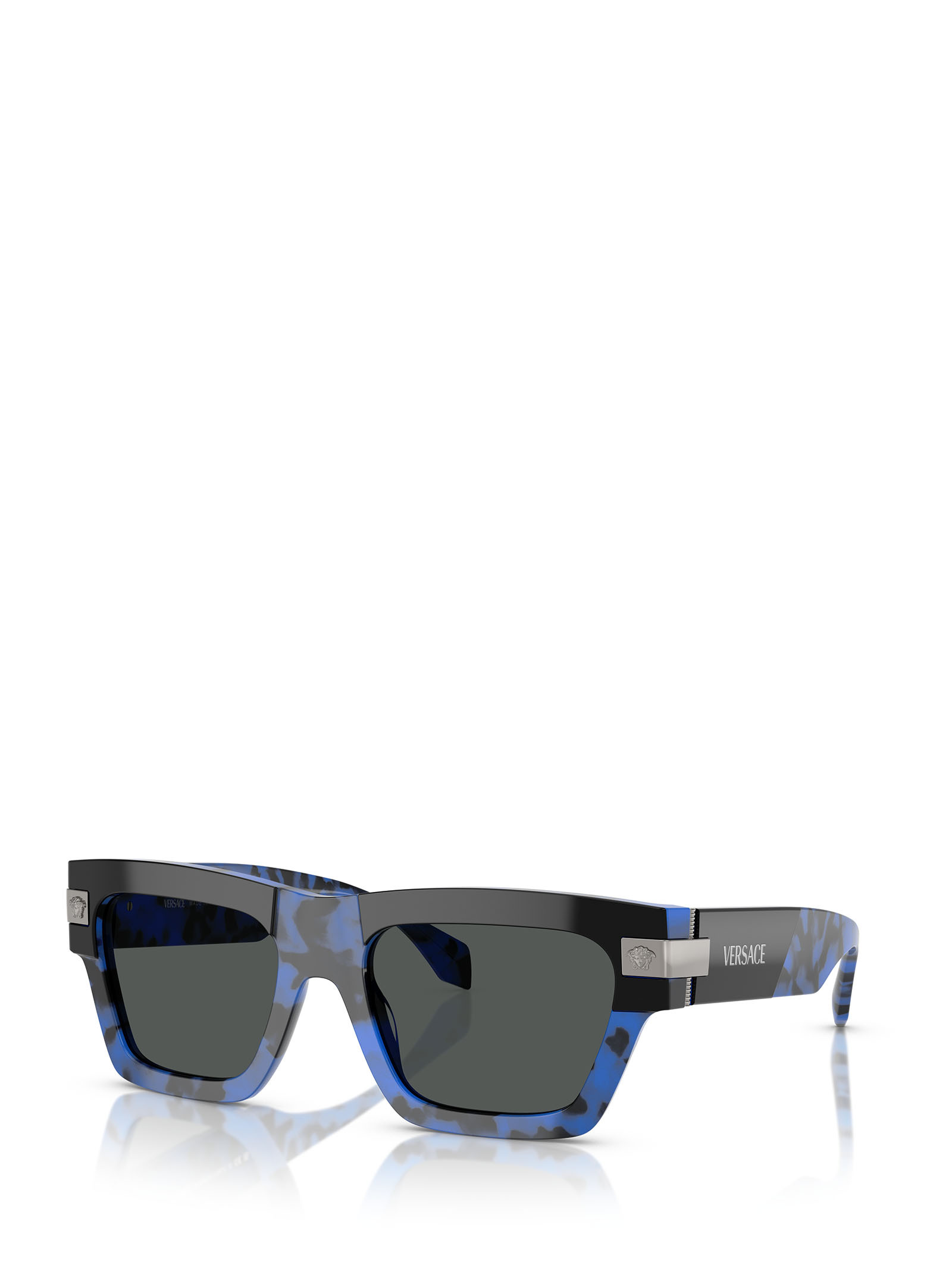 Versace Tortoiseshell Rectangle-frame Sunglasses In Black