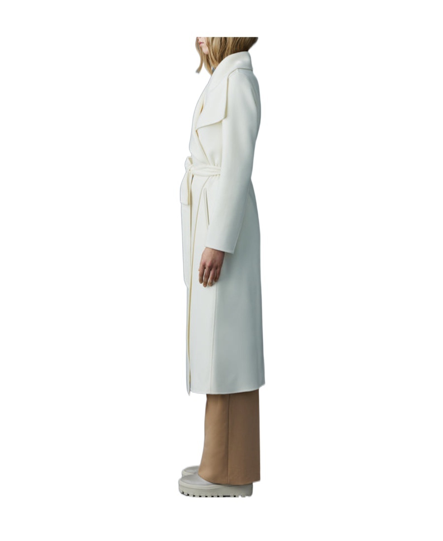 Mackage Mai Wool Belted Wrap Coat In Cream