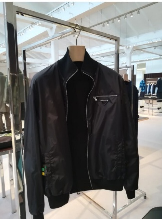 Shop Prada Reversible Logo Bomber Jacket In Black