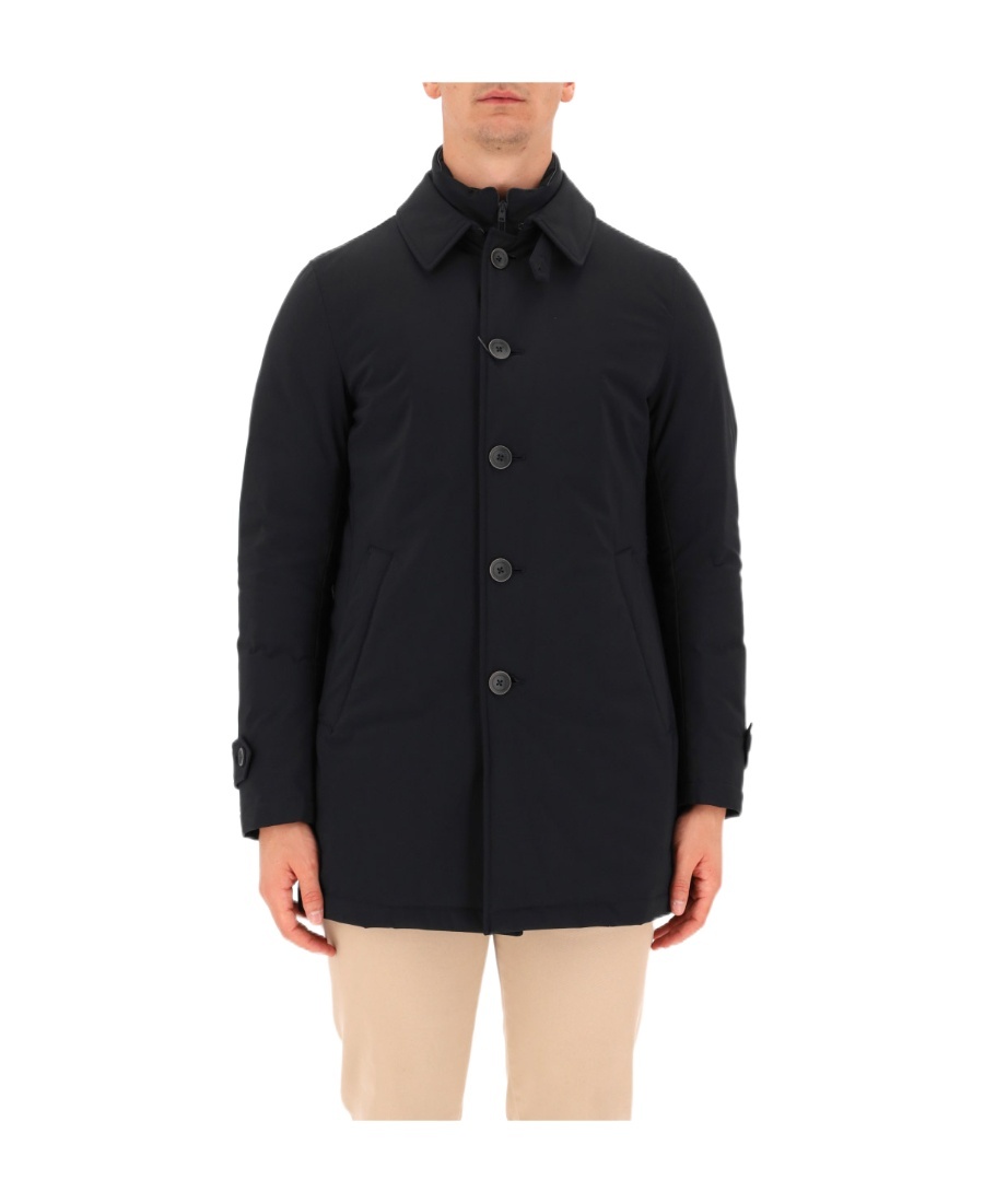 Herno Lapel Long-sleeved Coat In Black