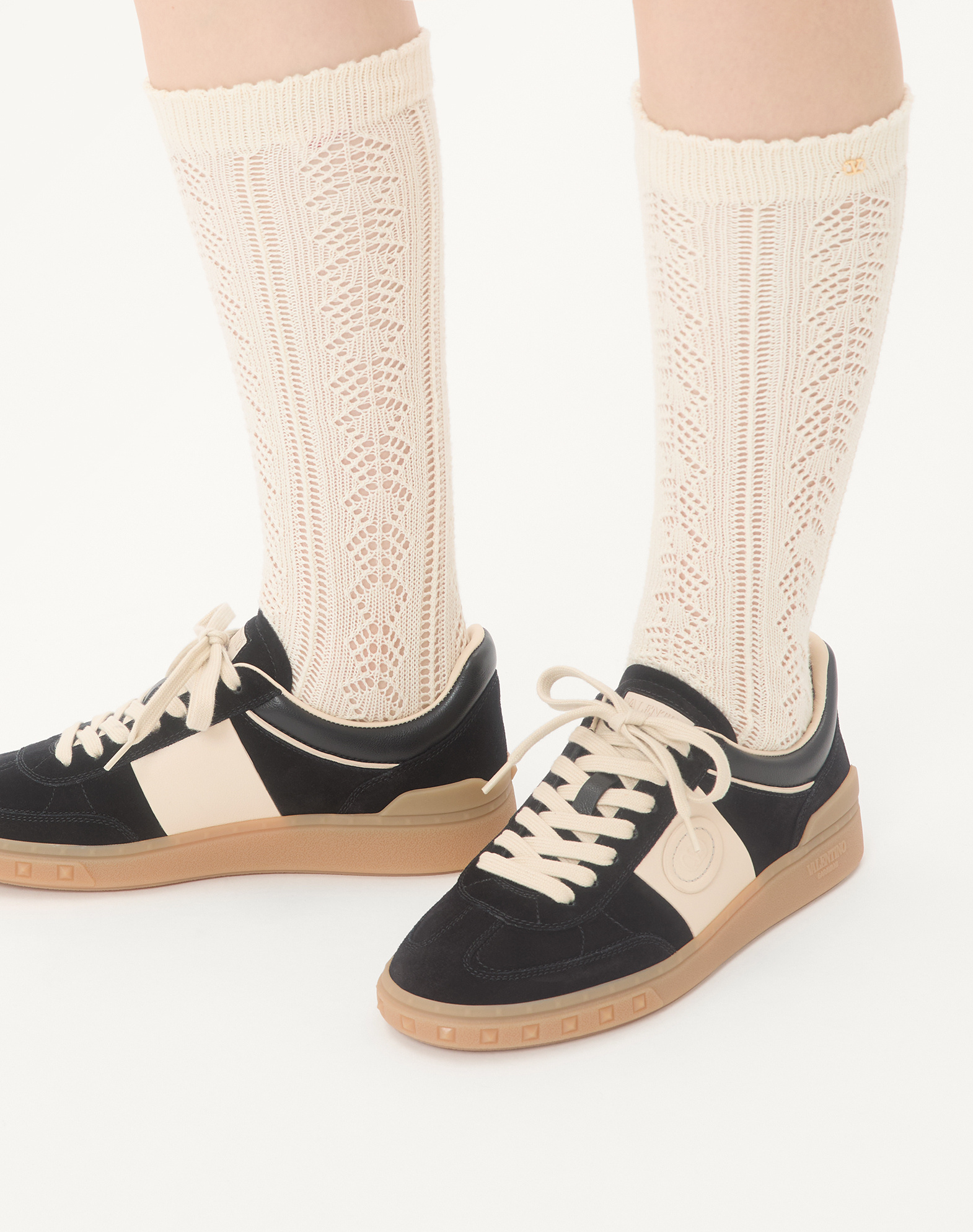 Valentino Lace-up Footwear Featuring Contrast Panel In Multi