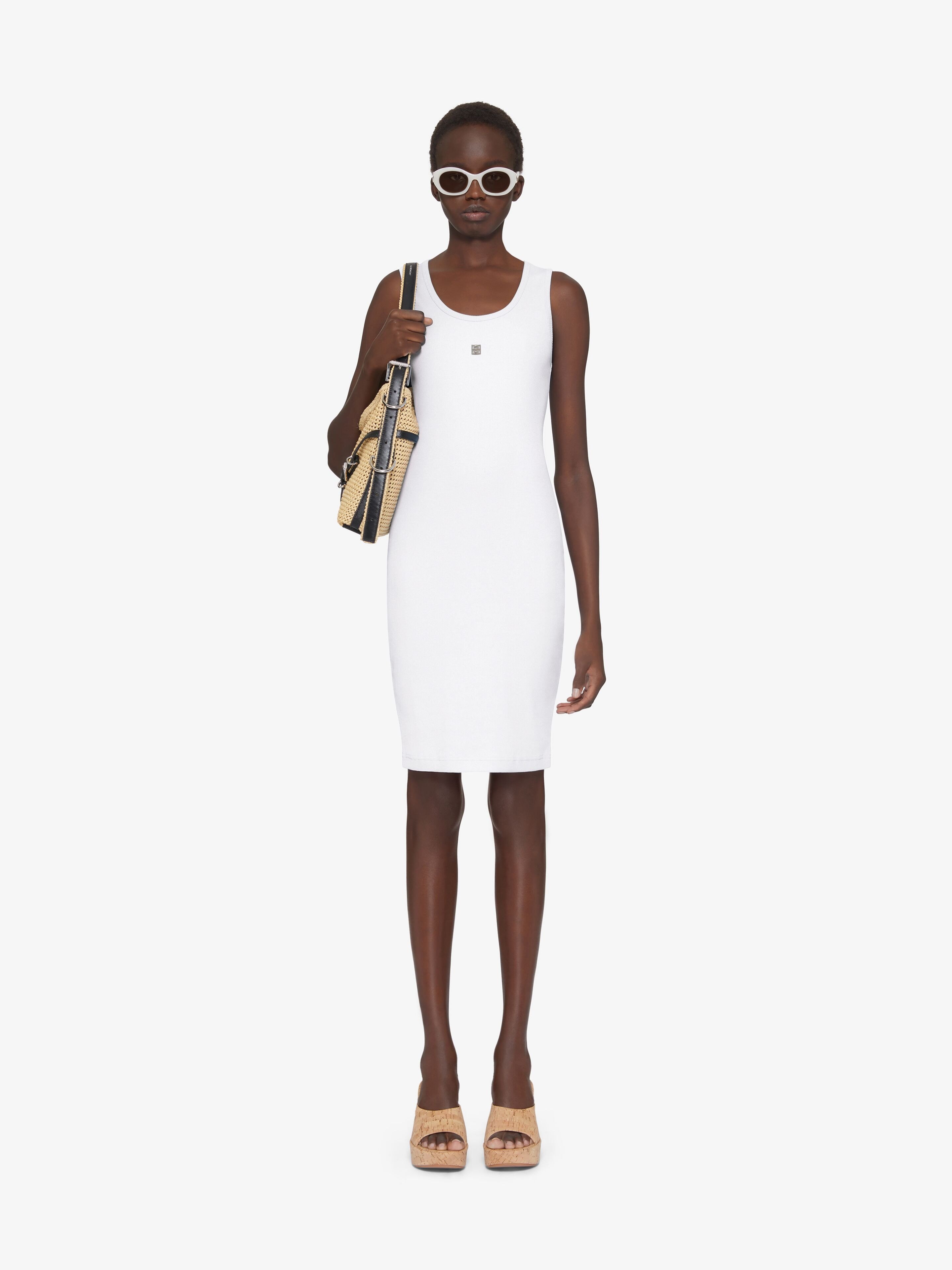 Givenchy Tank Dress In Cotton With 4g Detail In White