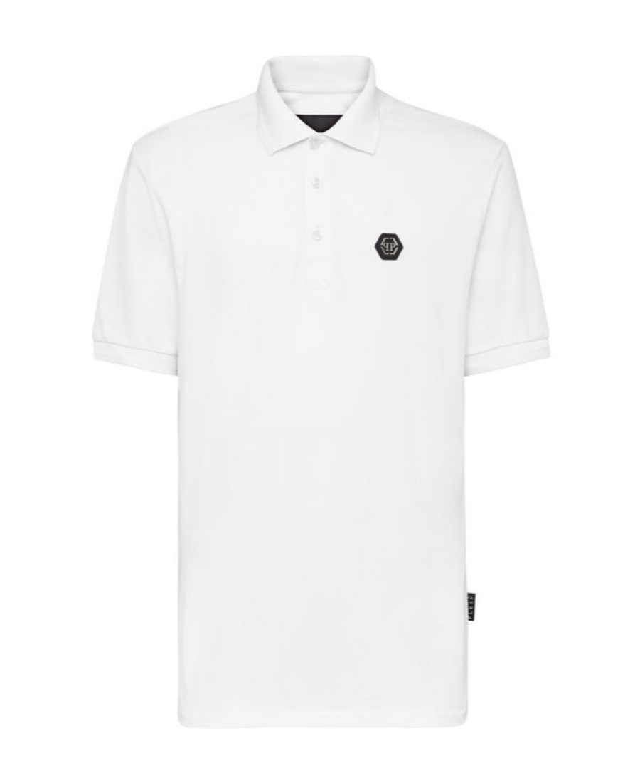 Philipp Plein Skull Pattern Short-sleeved Polo Shirt In White