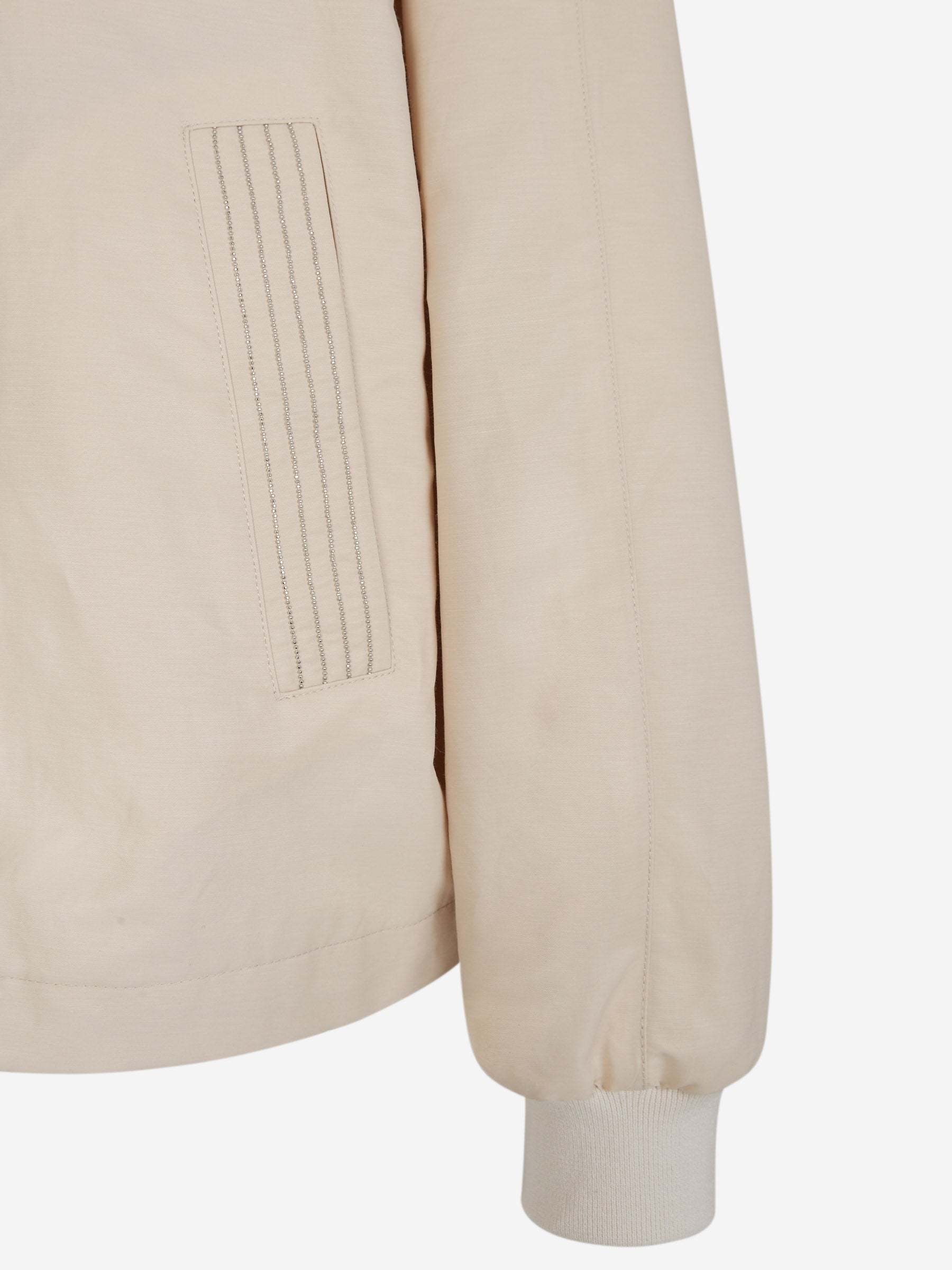 Shop Peserico Bead-embellished Hooded Jacket In Nude