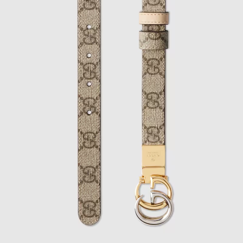 Gucci Gg Marmont Double-sided Narrow Belt In Brown