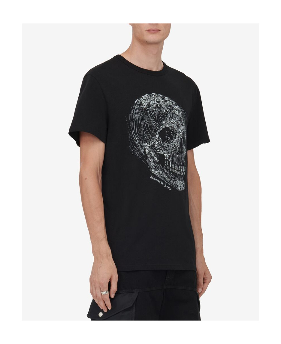 Alexander Mcqueen Crystal Skull Crewneck T-shirt In Black