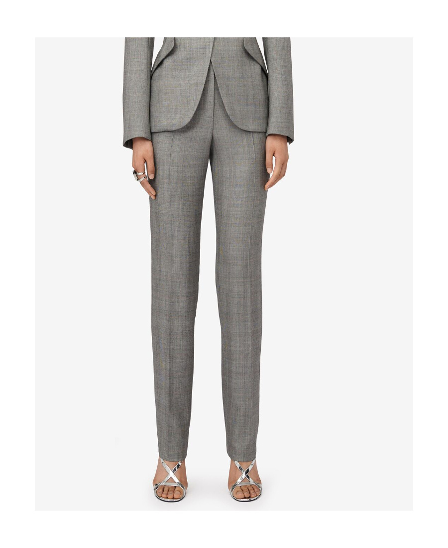 Alexander Mcqueen Karierte Hose Mit Hohem Bund In Gray