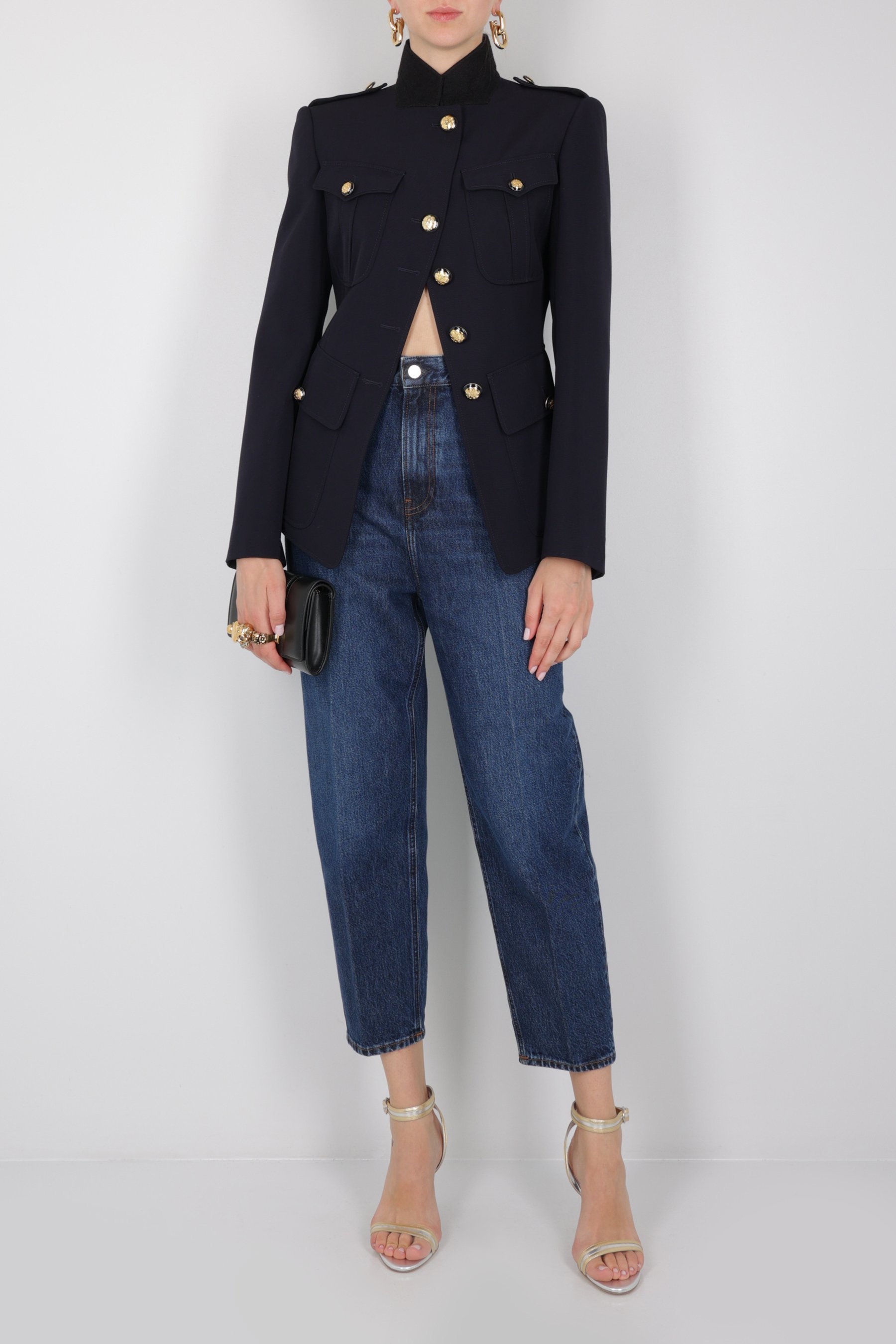 Alexander Mcqueen Alexander Mc Queen Single Breasted Navy Wool Jacket In Blue