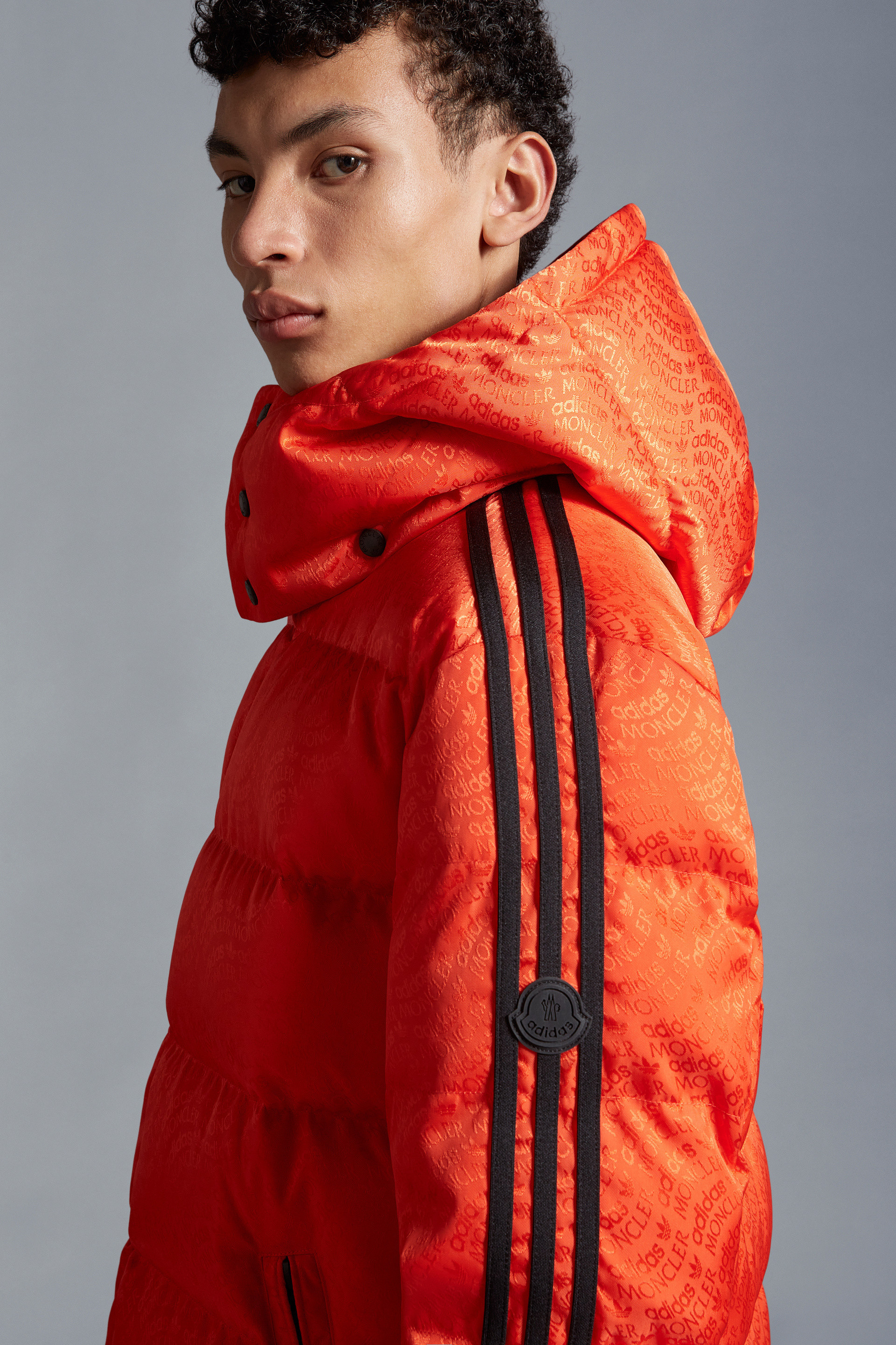Moncler X Adidas Originals Alpbach Short Down Jacket In Orange