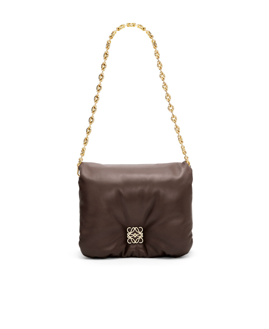 Loewe Puffer Goya Bag In Shiny Nappa Lambskin In Brown