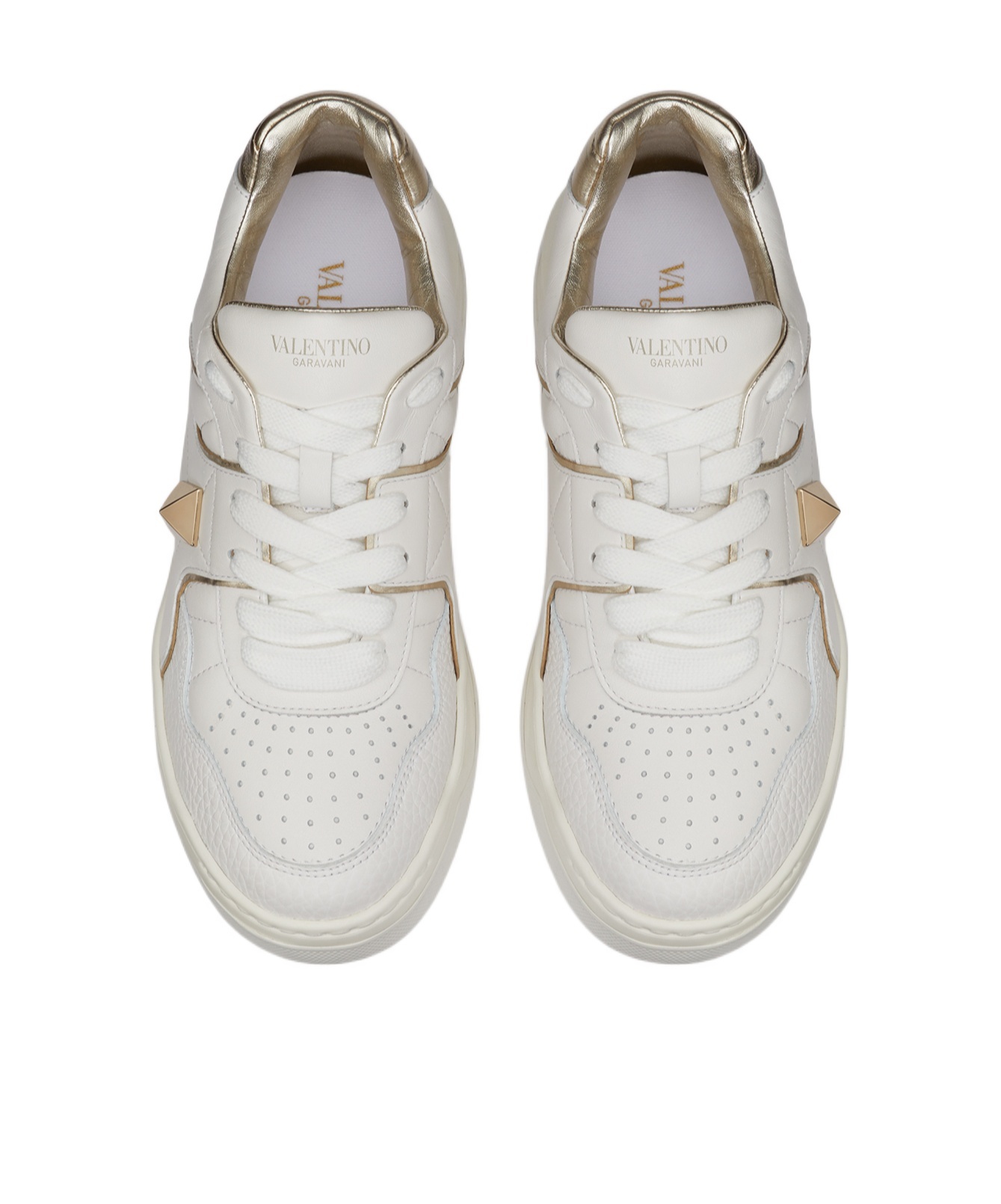 Shop Valentino One Stud Low-top Calfskin Sneaker In White