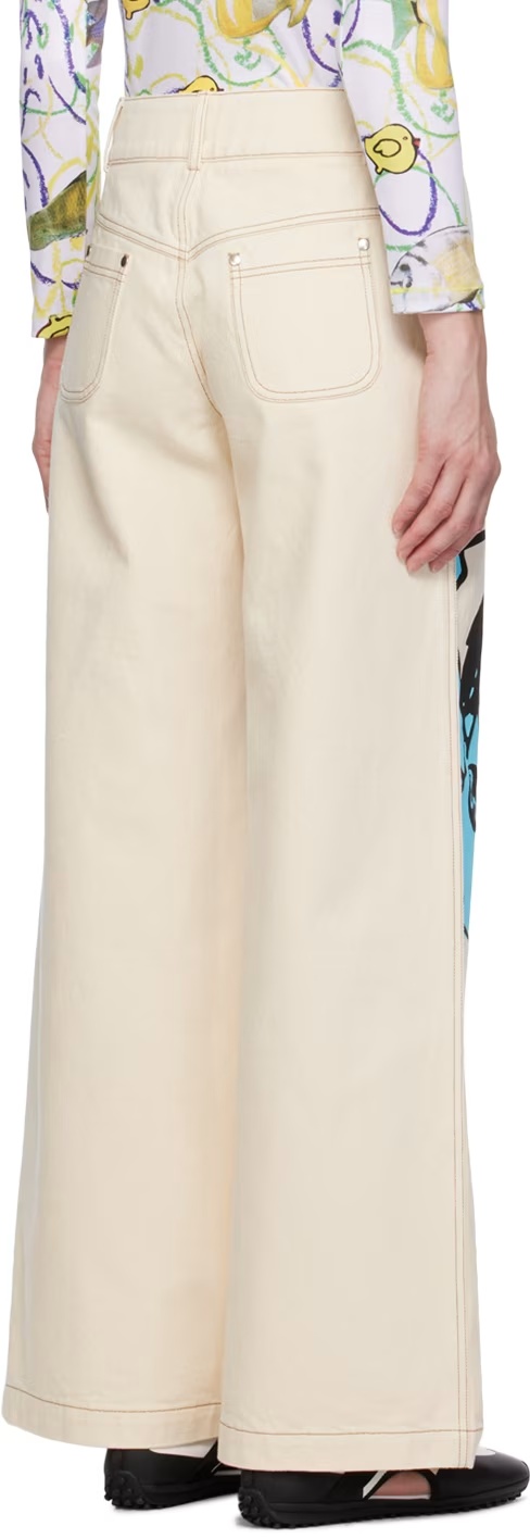 Chopova Lowena Off-white Bear Jeans In Nude