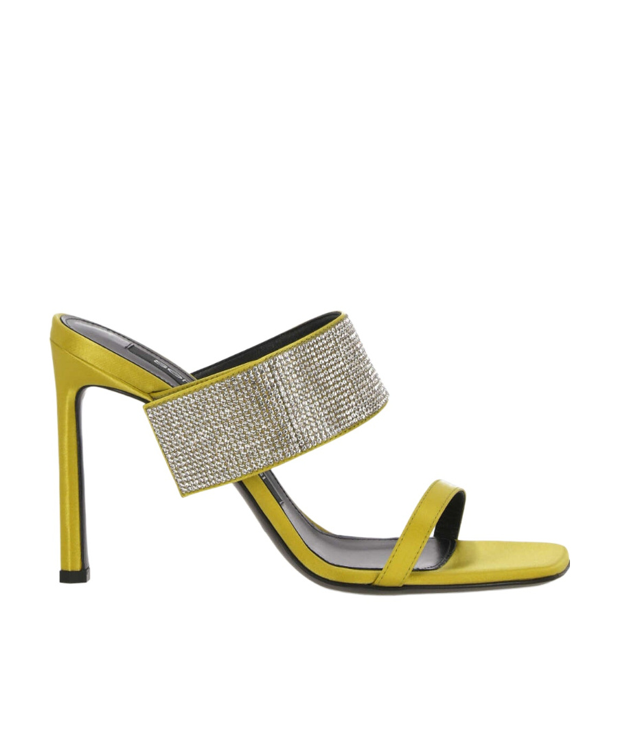 Shop Sergio Rossi Paris Open Toe Satin Mules In Gray