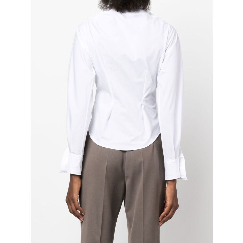 Vivienne Westwood Distorted Silhouette White Cotton Shirt With Asymmetrical Hem In White