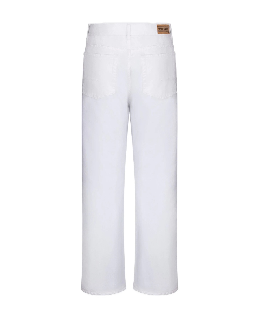 Dior Christian Button Detailed Straight Leg Trousers In White