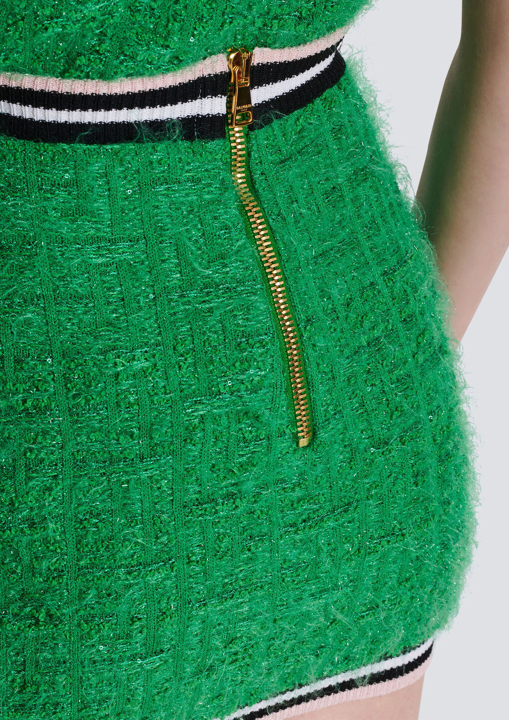 Balmain Tweed Knit Miniskirt In Nude
